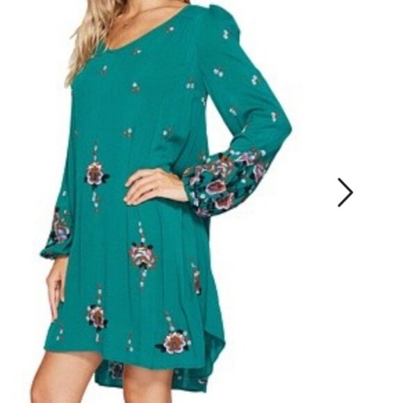 Free People Dress “Oxford Embroidered Mini” (green) Size XS - Picture 2 of 7
